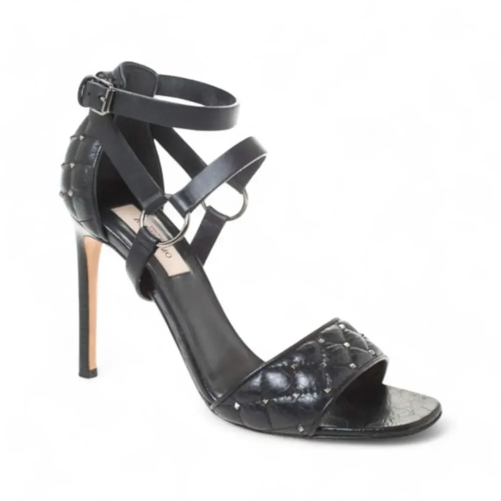 Valentino Garavani Rockstud Accent Leather Heels Black Womens Size US 6 EU 36